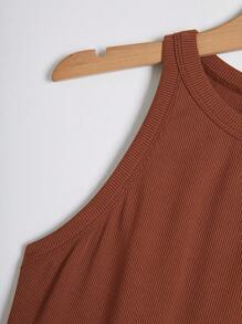 Chiquease Women's Casual Solid Color Tank Top, Summer - Brown - View 5