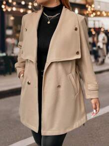 Flirla Sobrecamisola casual francesa de talla grande con cordones retro