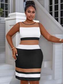 Maweii Bodycon-Kleid mit Farbblock-Design für den Sommer in Große Größen