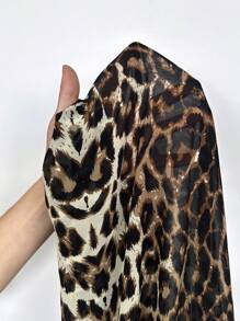 SHEIN Swim 2025 女式豹纹开叉下摆荷叶边海滩罩裙，随机印花夏季 - 彩色 - 查看 7