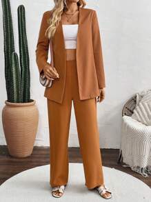 Chiquease 时尚职业 V 领女士商务套装 - 亮橙色 - 查看 4