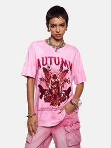 A Self Perspective To See The World Áo thun nữ tay ngắn cổ tròn nhuộm loang màu thường ngày của họa sĩ Y2K, áo phông họa tiết cho mùa hè, ngày lễ, kỳ nghỉ, mùa xuân, lễ hội - Hồng - Xem 6