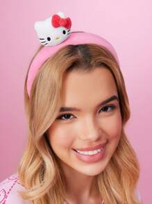 HELLO KITTY AND FRIENDS | SHEIN 粉色蝴蝶结3D图案可爱发带发箍 - 彩色 - 查看 4