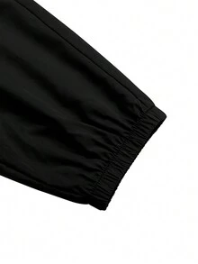 Women's Pleated Pocket Casual Streetwear Cropped Cargo Pants - Black - View 4