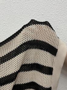 Mainfolk Men's Casual Loose Knitted Long Sleeve Cardigan Sweater, For Fall Winter - Black and White - View 6