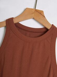 Chiquease Women's Casual Solid Color Tank Top, Summer - Brown - View 4