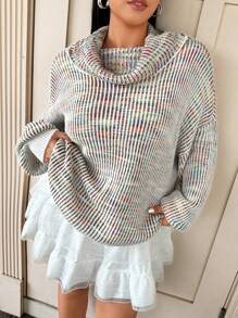 Flirla Suéter de cuello de capucha con degradado casual de talla grande, primavera/otoño