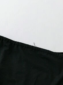 Flirla Plus Size Halloween Contrast Pumpkin Print Off Shoulder Midi Dress, Women Fall Clothes - Black - View 4