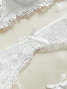 Bộ đồ lót ren có gọng garter tương phản kèm 1 cặp vòng chân - trắng - Xem 3