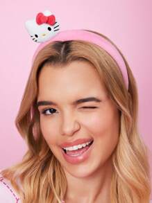 HELLO KITTY AND FRIENDS | SHEIN 粉色蝴蝶结3D图案可爱发带发箍 - 彩色 - 查看 2