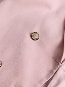 Chiquease 女士春秋休闲办公装双排扣短款西装外套 - 粉色 - 查看 3