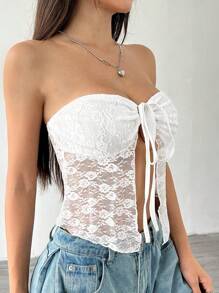 SHEIN Unity Vacation Style Spaghetti Strap Sleeveless Crop Top For Women - White - View 3