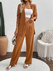 Chiquease 时尚职业 V 领女士商务套装 - 亮橙色 - 查看 1