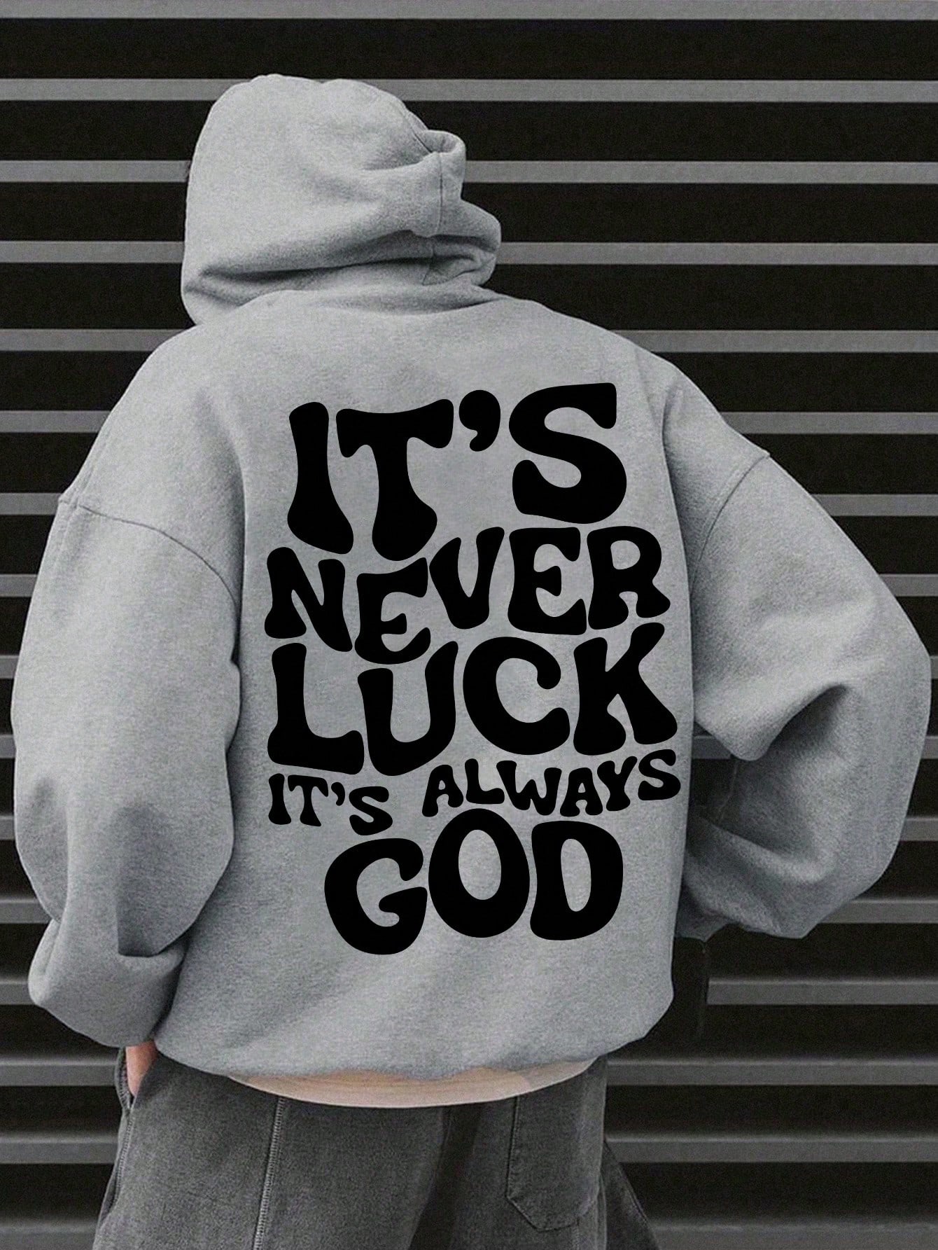 Manfinity Dauomo Men's Hooded Long Sleeve Letter Print Fashionable Loose Style Casual Sweatshirt