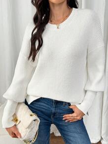 SHEIN LUNE Women's Loose Fit Solid Color Oversized Casual Knit Sweater For Autumn And Winter