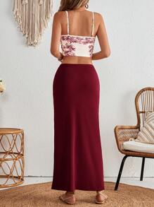 SHEIN VCAY 2 件套女士度假针织吊带上衣和高腰裙套装 - 彩色 - 查看 2