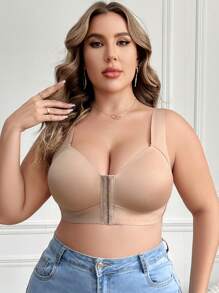 1 pieza Sujetador inalámbrico de talla grande con apertura frontal - Albaricoque - Ver 7