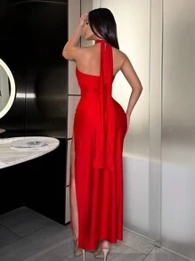 SHEIN SXY Vestido elegante de verano para mujer con adorno floral, adecuado para fiesta, baile de graduación y vestidos de invitada de boda