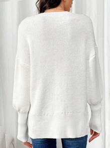 SHEIN LUNE Women's Loose Fit Solid Color Oversized Casual Knit Sweater For Autumn And Winter