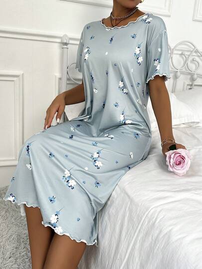 Bloemen Print Short Sleeve Nightgown Babydoll Perfect view 3