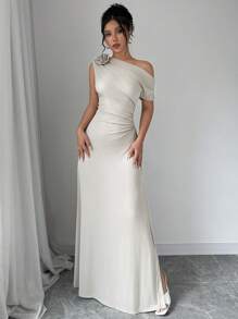 Chiquease 女式露肩收腰花卉连衣裙 - 白色 - 查看 4