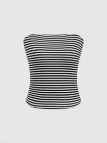 Chiquease 2pcs Casual Contrast Stripe Cropped Bustier Top