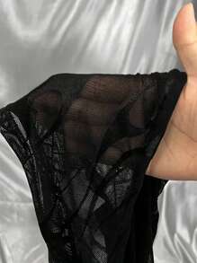 SHEIN Unity Y2K 女士时尚网眼不对称单袖性感 T 恤，合身设计