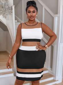 Maweii Bodycon-Kleid mit Farbblock-Design für den Sommer in Große Größen