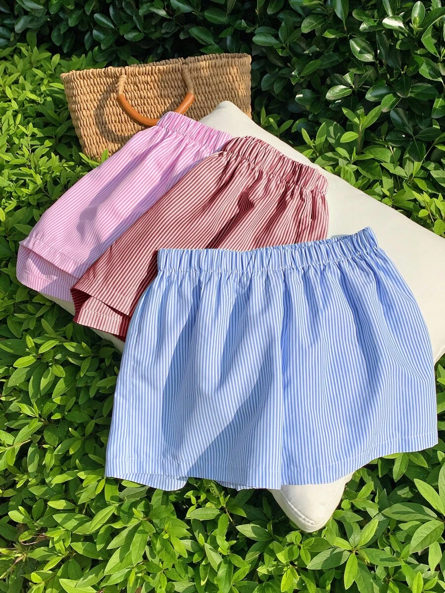 Comfortcana 休闲多色条纹编织短裤套装，夏季 - 彩色 - 查看 1