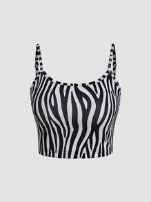 SHEIN Unity Women's Spaghetti Strap Backless Camisole Top In Leopard, Zebra Print Or Solid Colors - Minimalist & Comfortable - Multicolor - View 5