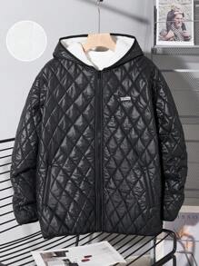 SHEIN 1pc Casual Fashion Warm Hooded 3-In-1 Compound Thick Padded Vest For Teen Boys, Suitable For Daily, School, Travel, Sport, Hiking, Autumn And Winter - Black - View 4