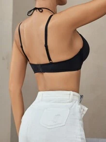 1 Áo lót nâng ngực trơn đơn giản có gọng dành cho nữ - màu đen - Xem 2