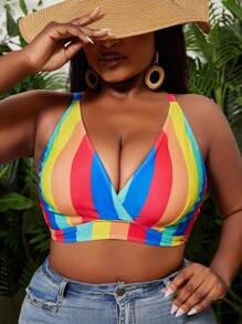 SHEIN Swim Curve Áo bikini sọc gợi cảm cho phụ nữ ngoại cỡ khi đi nghỉ ở bãi biển mùa hè - Nhiều màu - Xem 6