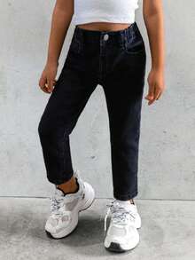 Multiple Sets Of Girl's (Small) Casual Chic Simple Washed Denim Jeans - Multicolor - View 8