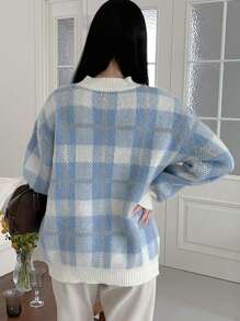DAZY Women's Thick Plaid Thermal Lined Pullover Sweater,Fall Clothes