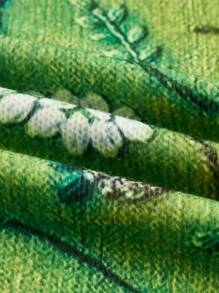 SHEIN Unity Women's Floral Pattern Knit Sweater, Spring & Autumn, Knit Pullover Fall Winter - Green - View 4