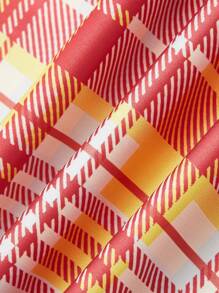 SHEIN LUNE Damen eleganter Rock mit Karomuster, Schleife und hohem Schlitz