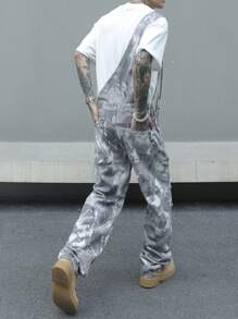 Manfinity EMRG Tổng thể yếm denim có dây đeo rộng in rách cho nam - Nhiều màu - Xem 6