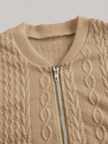 EMERY ROSE Chaqueta casual de mujer con textura minimalista y cierre de cremallera