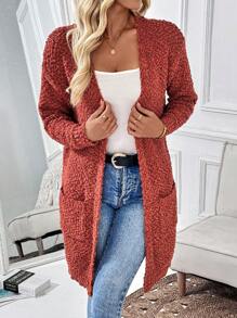 Chiquease Cárdigan casual de manga larga, de corte suelto y abertura frontal para mujeres