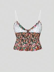 SHEIN Unity Women Floral Print Contrast Lace Cami Top For Vacation - Multicolor - View 2