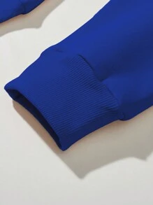 Manfinity EMRG Áo hoodie trễ vai in chữ & ngôi sao rộng rãi cho nam - Xanh đậm - Xem 5