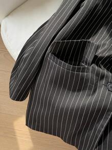 Comfortcana Áo blazer in sọc có túi - màu đen - Xem 6