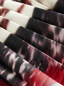 SHEIN LUNE Women's Casual Vacation Butterfly Wing Geometric Placement Print Pleated Sleeveless Satin Loose Round Neck Top - Multicolor - View 4