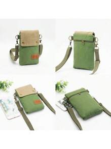 1 Piece Of Solid-Color Canvas Mobile Phone Wallet Fashionable Shoulder Bag Casual Cross-Body Bag Fashionable And Versatile Portable Three-Layer Storage Bag Which Can Store Mobile Phone Tissues Bank Card ID Card Coin Zipper For Women Wallet Purse Wallet - Multicolor - View 10