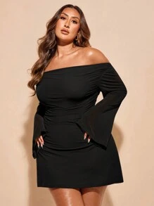 SHEIN BAE Đầm dài lưng lưới in họa tiết thanh lịch lãng mạn ngọt ngào cỡ lớn cho nữ, váy sinh nhật - màu đen - Xem 3