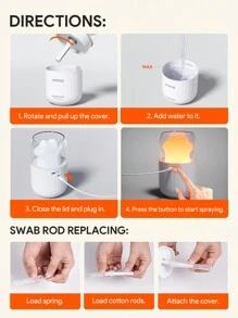 JMMO 加湿器，迷你猫爪形加湿器二合一，猫爪和环境照明，静音纳米细雾适用于家庭卧室圣诞礼物，秋冬季假期露营必备品度假配件，露营用品