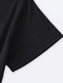 INAWLY Women Pumpkin Print Round Neck Short Sleeve T-Shirt - Black - View 4