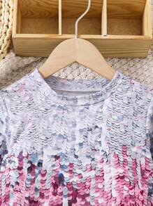 SHEIN Young Girl Cute Unicorn Gradient Print Dress - Multicolor - View 4