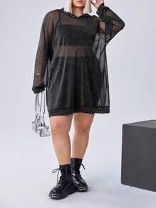 SHEIN CURVE+ Vestido/Cubrecostado informal para curvas plussize - Negro - Ver 6